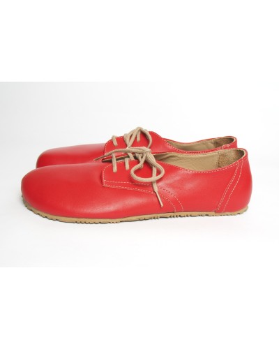 Wide Toe Box Barefoot Shoes | Red Smooth Leather Shoes