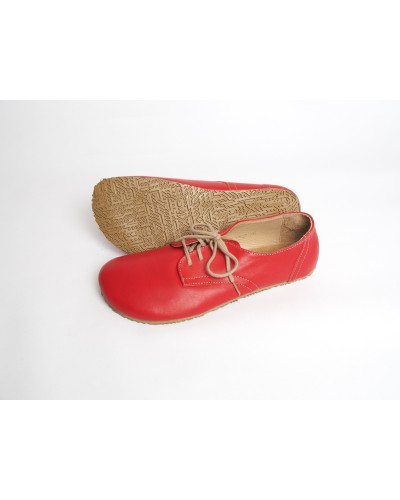 Wide Toe Box Barefoot Shoes | Red Smooth Leather Shoes