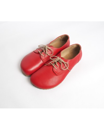 Wide Toe Box Barefoot Shoes | Red Smooth Leather Shoes