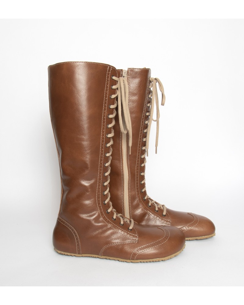 Tall Barefoot Boots | Elegant Lace-Up Minimalist Footwear