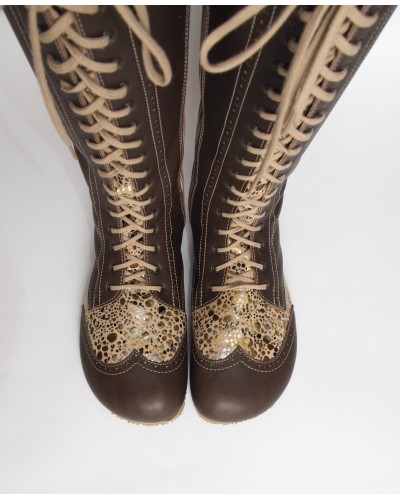 Knee-High Barefoot Boots with Brogue Wingtip Pattern to order