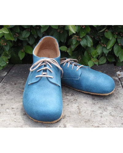 (L) Blue Barefoot Shoes for Men and Women in Smooth Suede