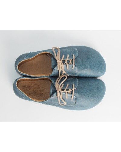 (L) Blue Barefoot Shoes for Men and Women in Smooth Suede