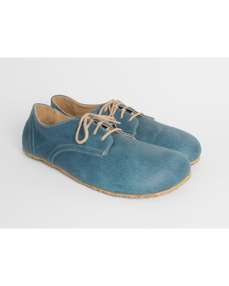 (L) Blue Barefoot Shoes for Men and Women in Smooth Suede