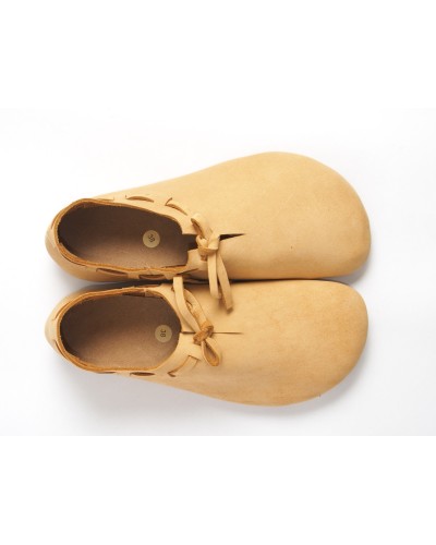 (A) soft laced shoes from deerskin, medieval cut