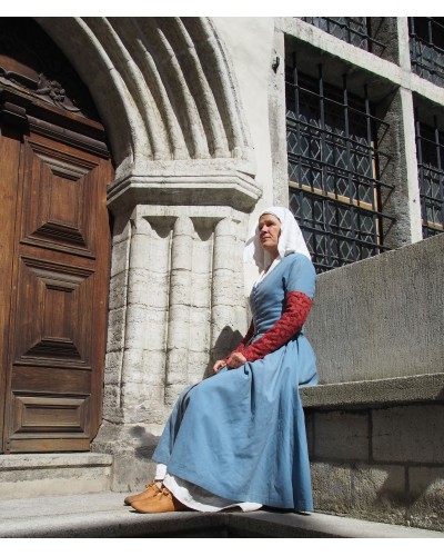 (A) soft laced shoes from deerskin, medieval cut