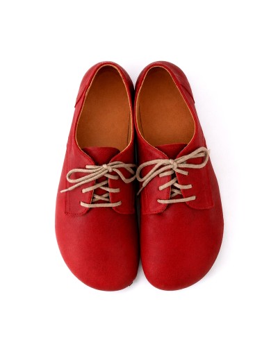 (L) Red Barefoot Shoes for Men and Women in Smooth Suede