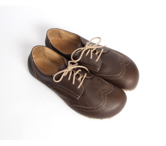 (O2) - laced brogue shoes, 2 leathers, chocolate