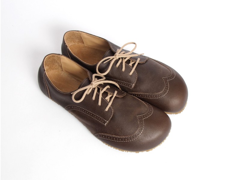 (O2) - laced brogue shoes, 2 leathers, chocolate