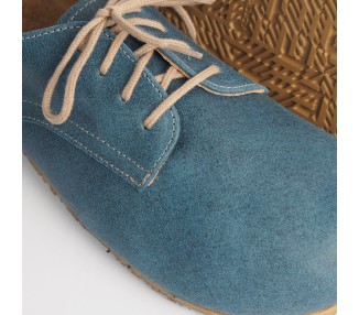 (L) Blue Barefoot Shoes for Men and Women in Smooth Suede