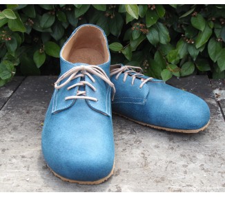 (L) Blue Barefoot Shoes for Men and Women in Smooth Suede