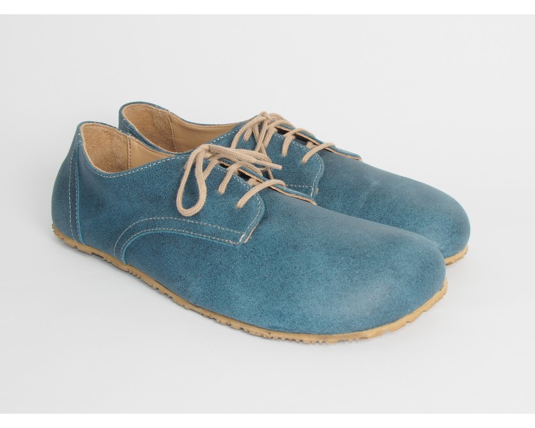 (L) Blue Barefoot Shoes for Men and Women in Smooth Suede